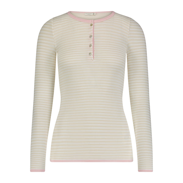 Polkadot HENLEY Fitted LS Oatmeal Sailor Stripe