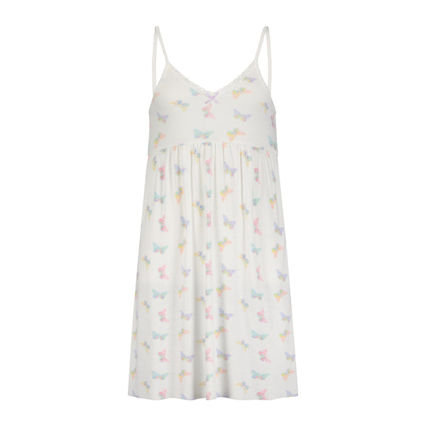 Polkadot BUTTERFLY Print BABYDOLL GOWN w Cluny Lace