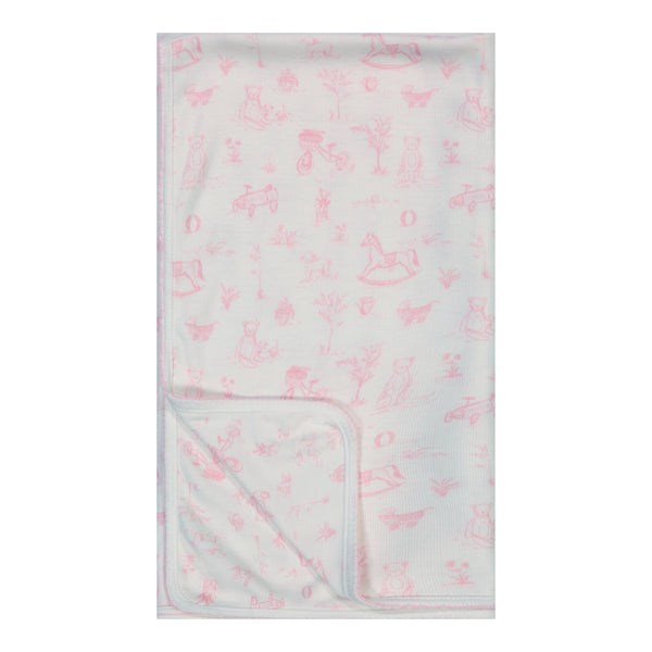 Polkadot GIRLS BABY BLANKET Pink Toile Print