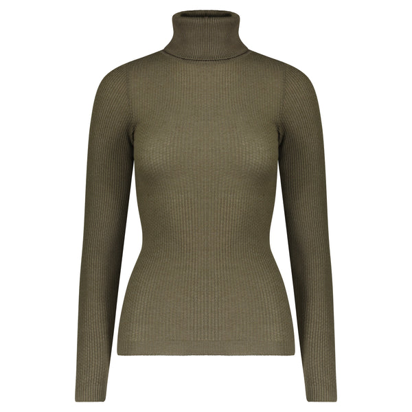 Polkadot Fitted TURTLENECK LS LODEN Waffle Knits