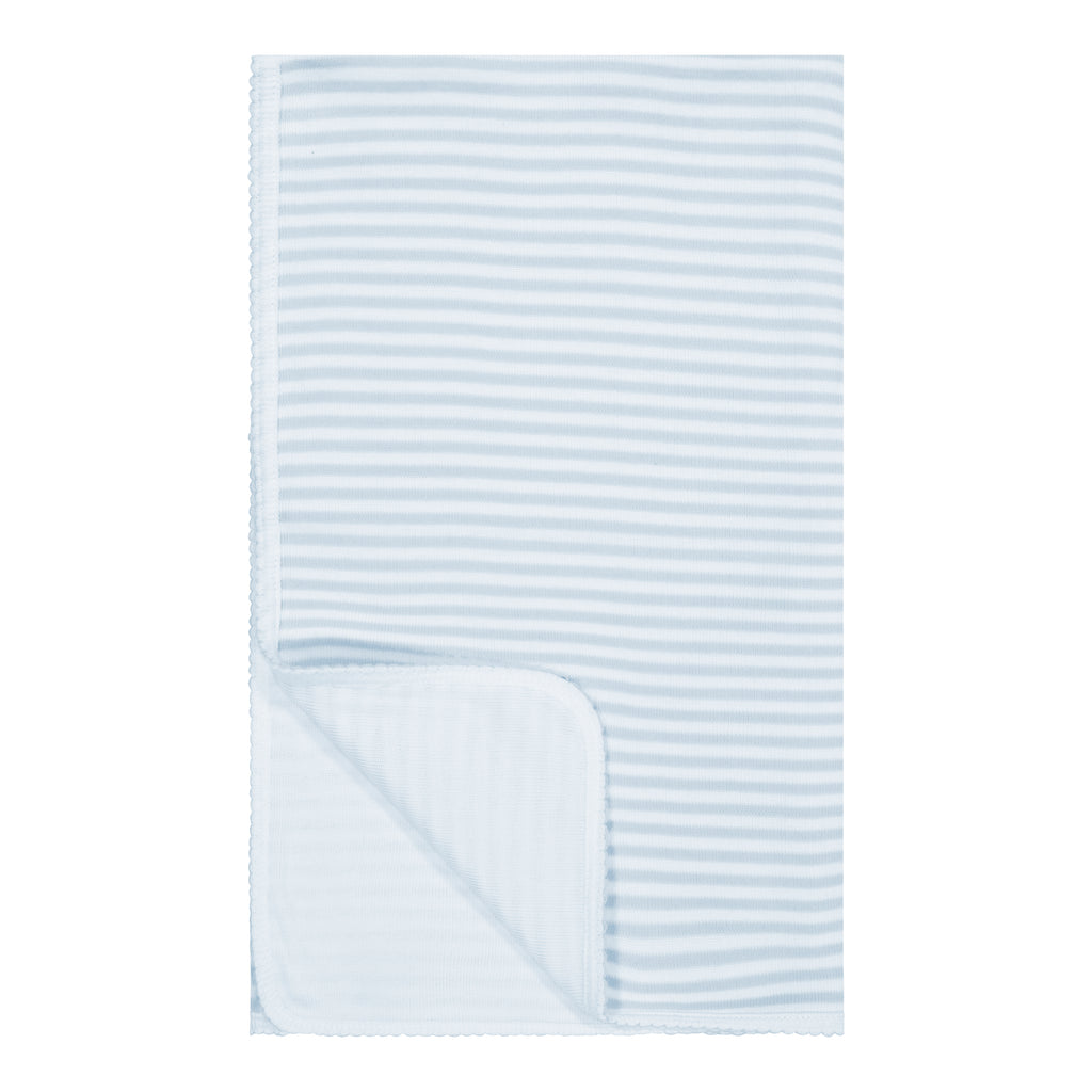 Polkadot BABY BLANKET Ocean Blue Sailor Stripe /Cream -NEW