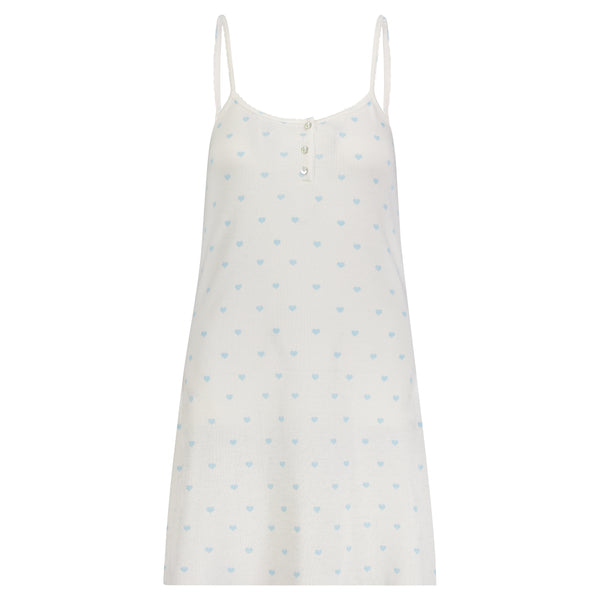 Polkadot Blue Hearts Print SCOOP HENLEY A LINE GOWN