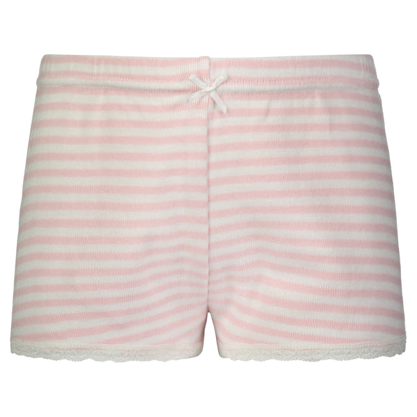 Polkadot GIRLS PJ SHORT Pink Sailor Stripe w Lace Hem
