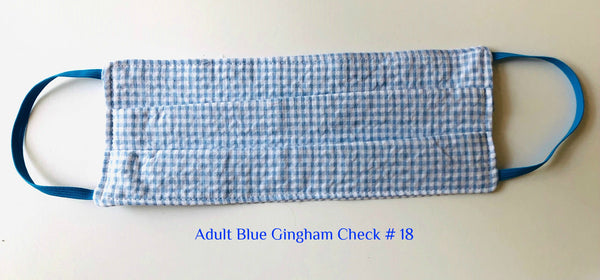 Mask Adult Blue Gingham Check # 18