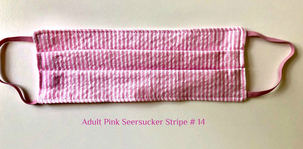 Mask Adult Pink Seersucker Stripe # 14