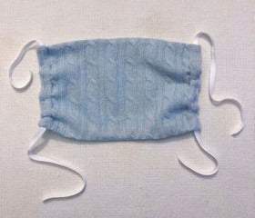Cashmere Mask- Light Blue Cable Knit