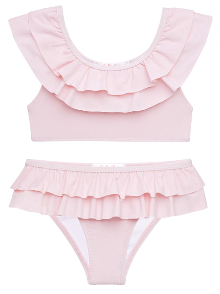 STELLA COVE ~ 2 pc pink double ruffle bikini swimsuit