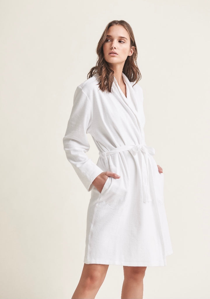 SKIN ~French terry robe w attached belt